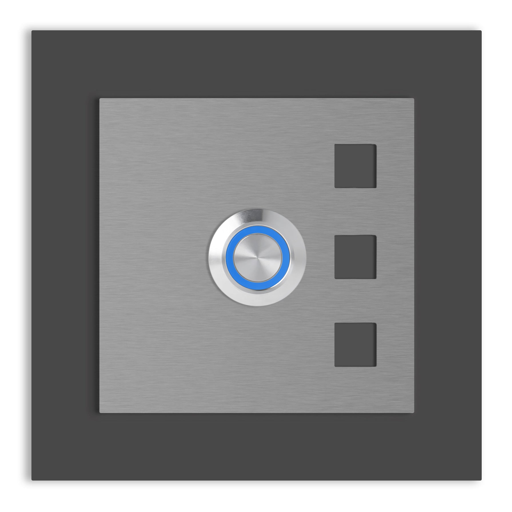 Manhatten 10 x 10 cm Edelstahl (V2A) Türklingel - ohne Gravur - Anthrazit / Weiß pulverbeschichtet und Edelstahl gebürstet - LED - Aufputz / Unterputz