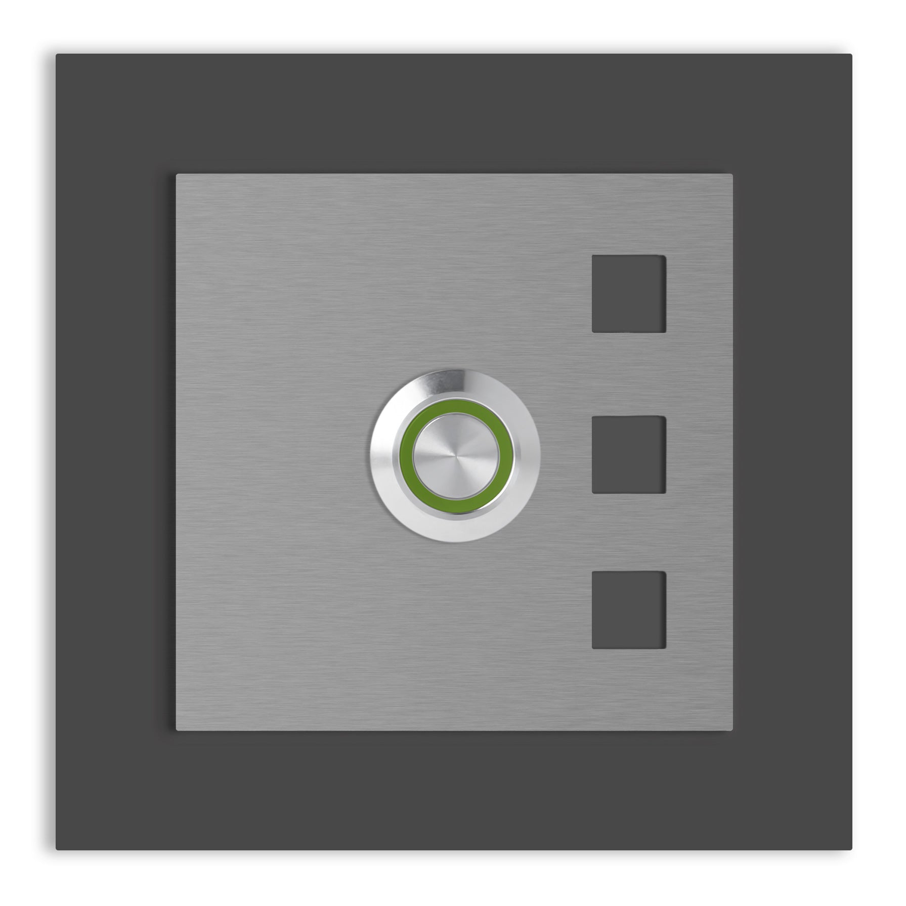 Manhatten 10 x 10 cm Edelstahl (V2A) Türklingel - ohne Gravur - Anthrazit / Weiß pulverbeschichtet und Edelstahl gebürstet - LED - Aufputz / Unterputz