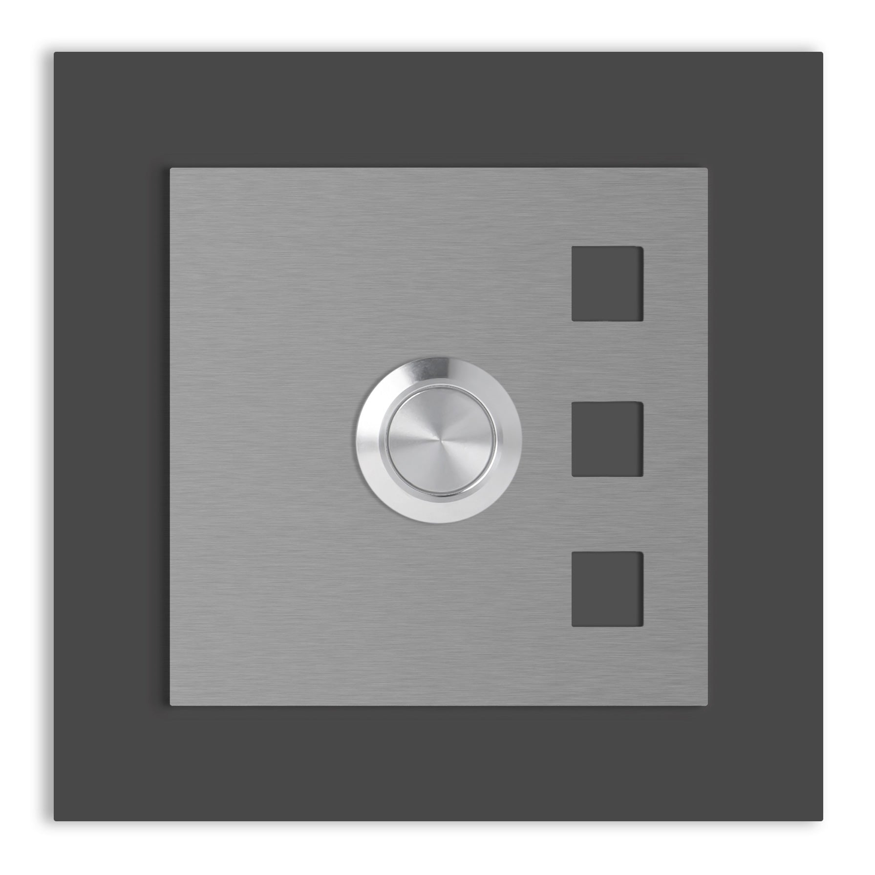 Manhatten 10 x 10 cm Edelstahl (V2A) Türklingel - ohne Gravur - Anthrazit / Weiß pulverbeschichtet und Edelstahl gebürstet - LED - Aufputz / Unterputz