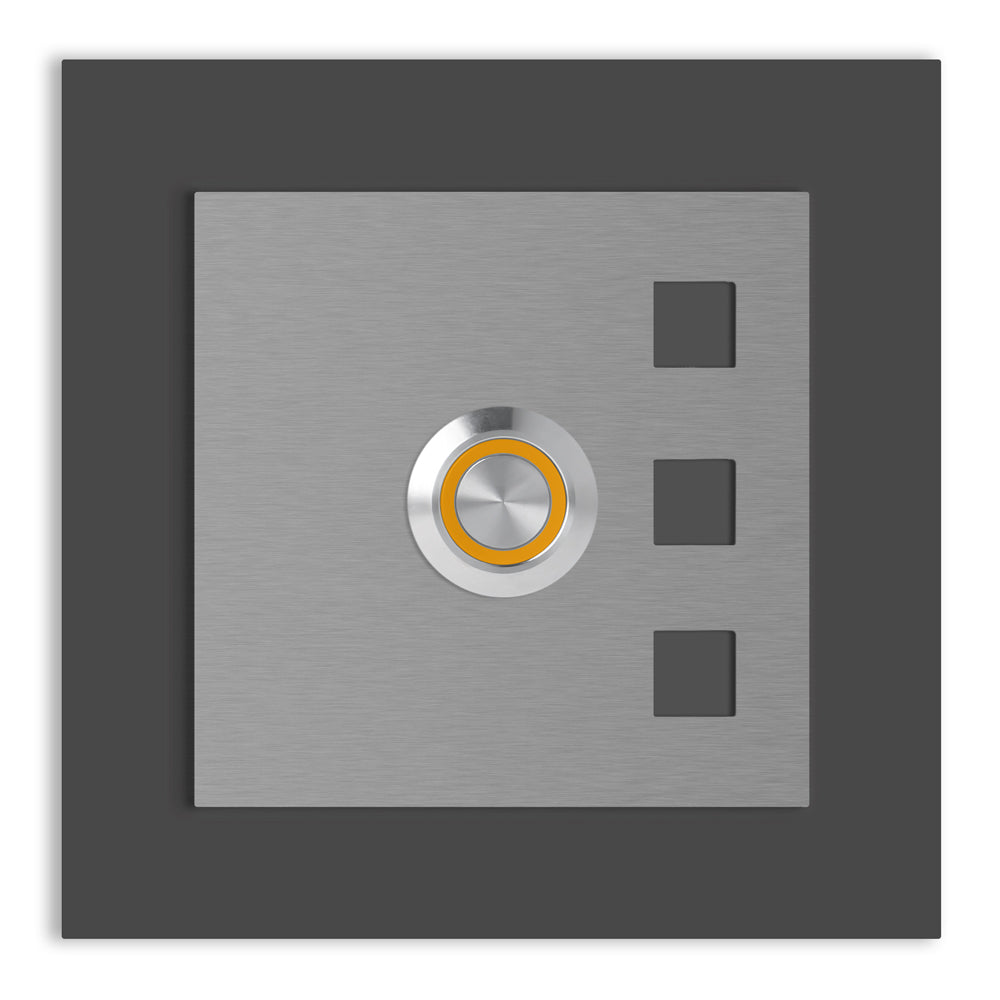 Manhatten 10 x 10 cm Edelstahl (V2A) Türklingel - ohne Gravur - Anthrazit / Weiß pulverbeschichtet und Edelstahl gebürstet - LED - Aufputz / Unterputz
