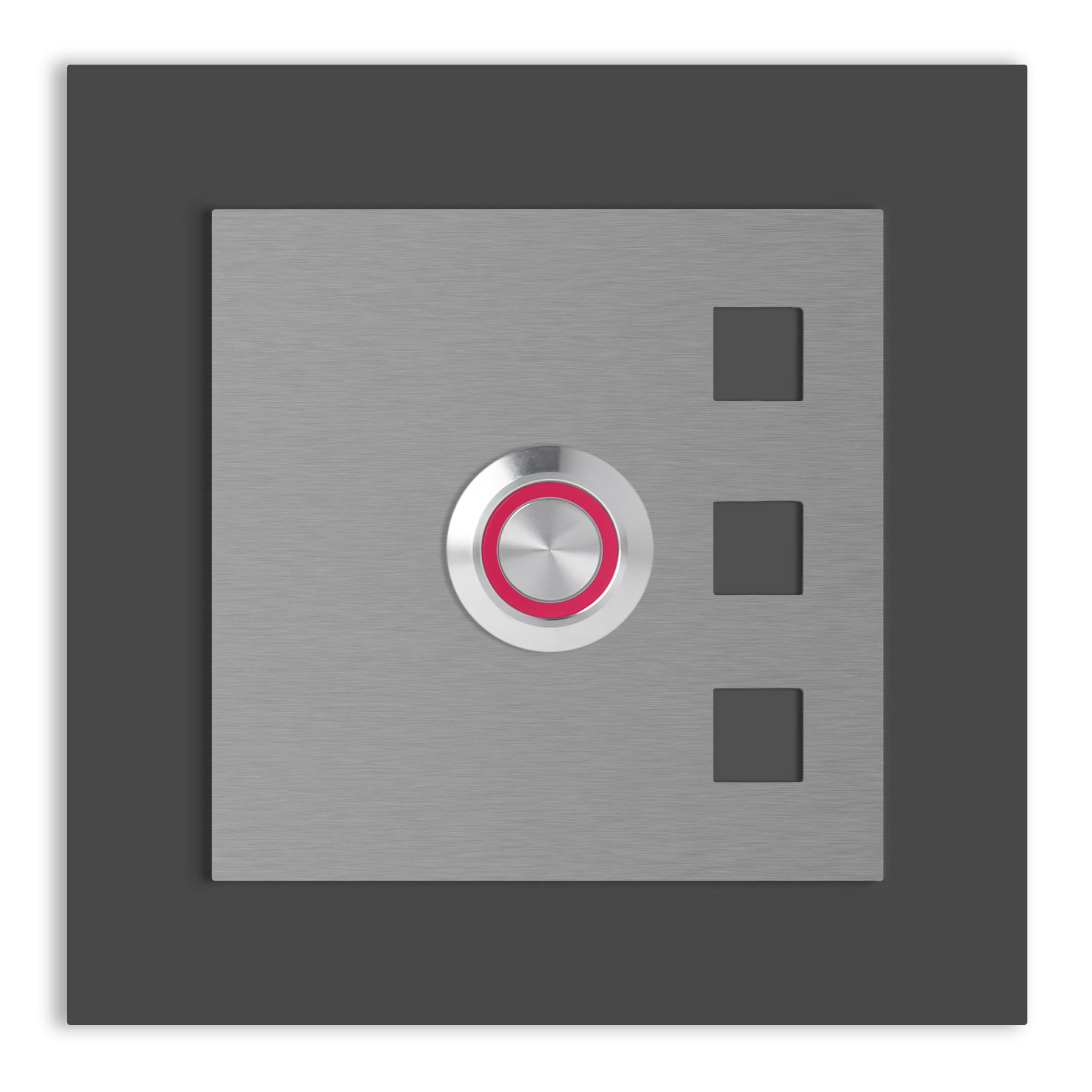 Manhatten 10 x 10 cm Edelstahl (V2A) Türklingel - ohne Gravur - Anthrazit / Weiß pulverbeschichtet und Edelstahl gebürstet - LED - Aufputz / Unterputz