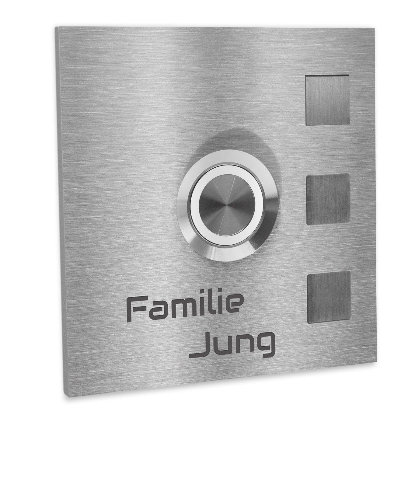 Edelstahl Unterputz Türklingel Köln, individuell personalisierbar mit Gravur und LED Taster