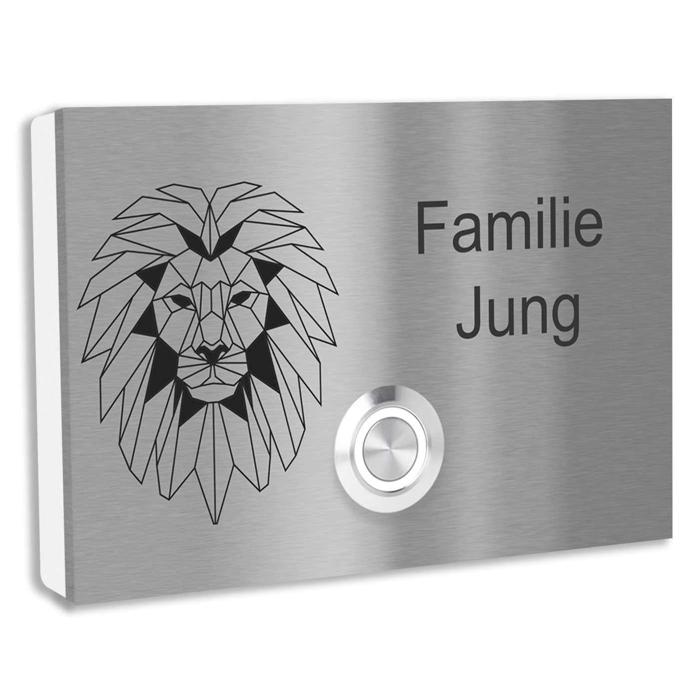 Haustürklingel aus Edelstahl Motiv Löwenkopf