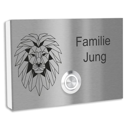 Haustürklingel aus Edelstahl Motiv Löwenkopf