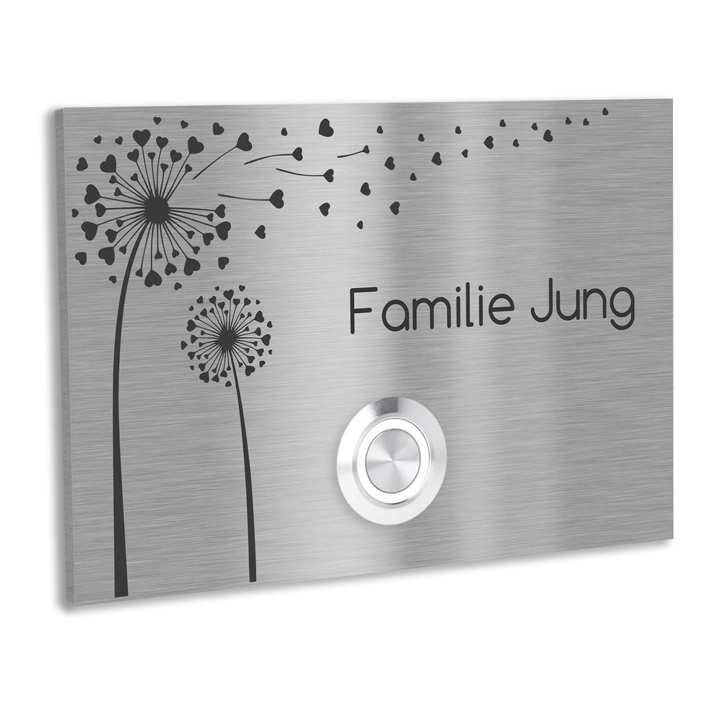 Unterputz Türklingel London mit Motiv Pusteblume, individuell personalisierbar