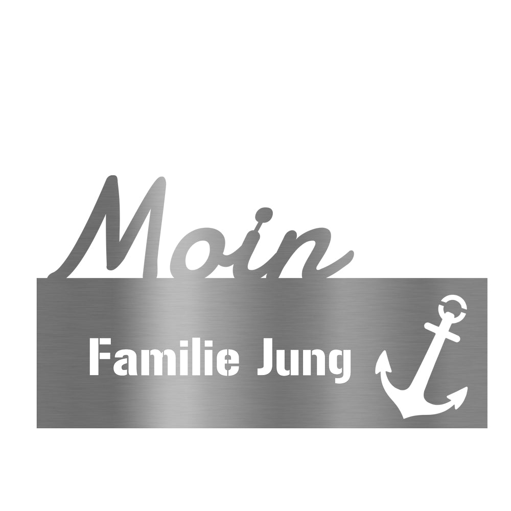 Edelstahl Türschild Moin - Personalisierbar Text ausgelasert
