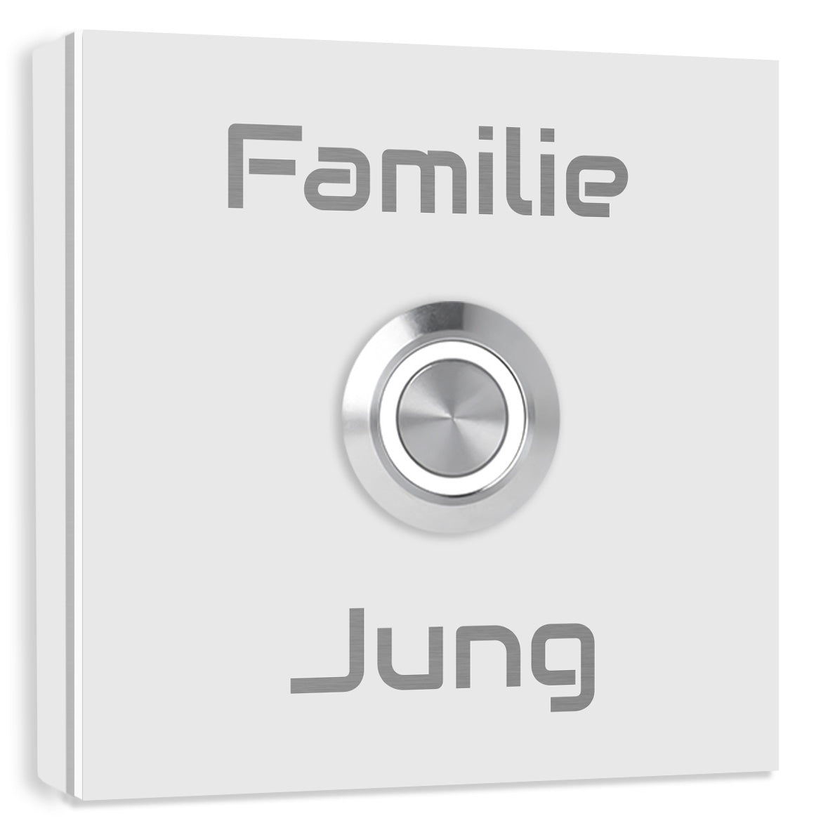 Aufputz Edelstahl Türklingel München, Weiß pulverbeschichtet individuell personalisierbar