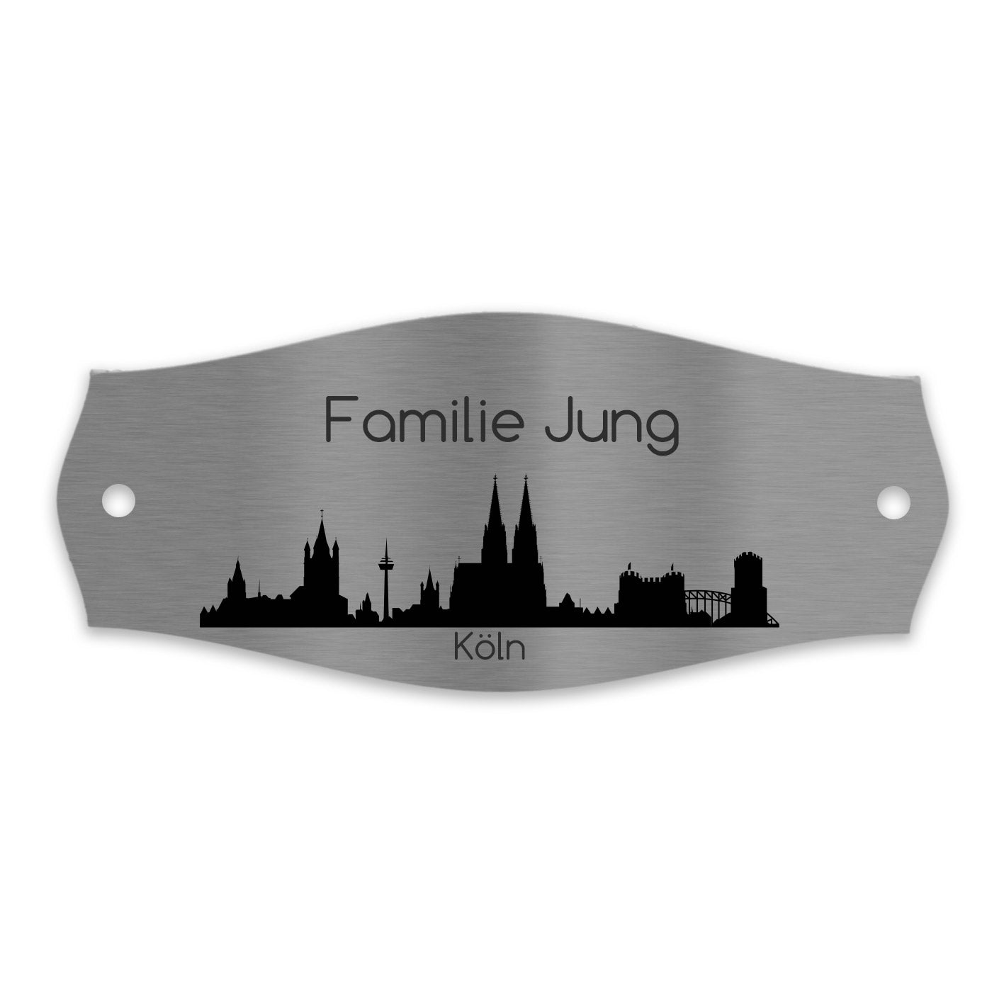 V2A Edelstahlschild in verschiedenen Größen, individuell personalisierbar.