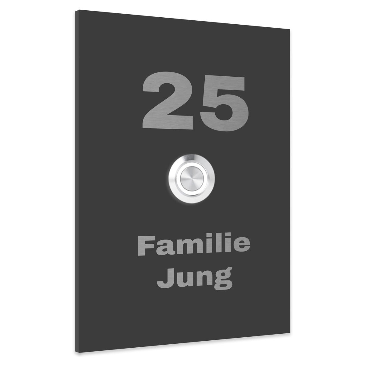 Unterputz Edelstahl Türklingel New York, Anthrazit RAL 7016 pulverbeschichtet, individuell personalisierbar