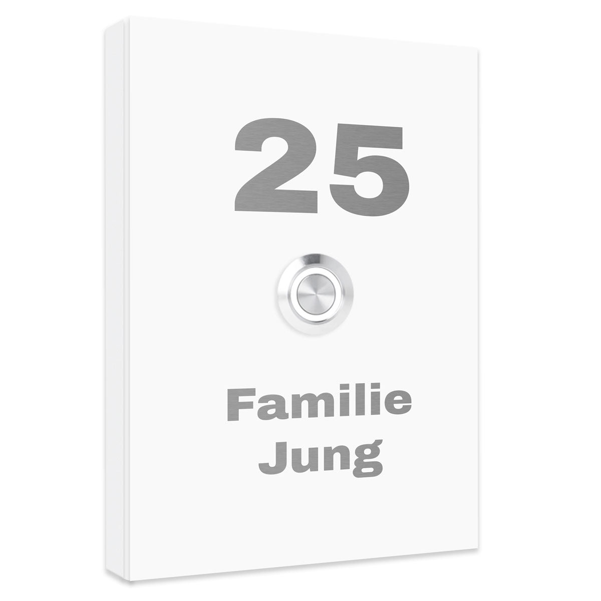Aufputz Edelstahl Türklingel New York Weiß Pulverbeschichtet, individuell personalisierbar.