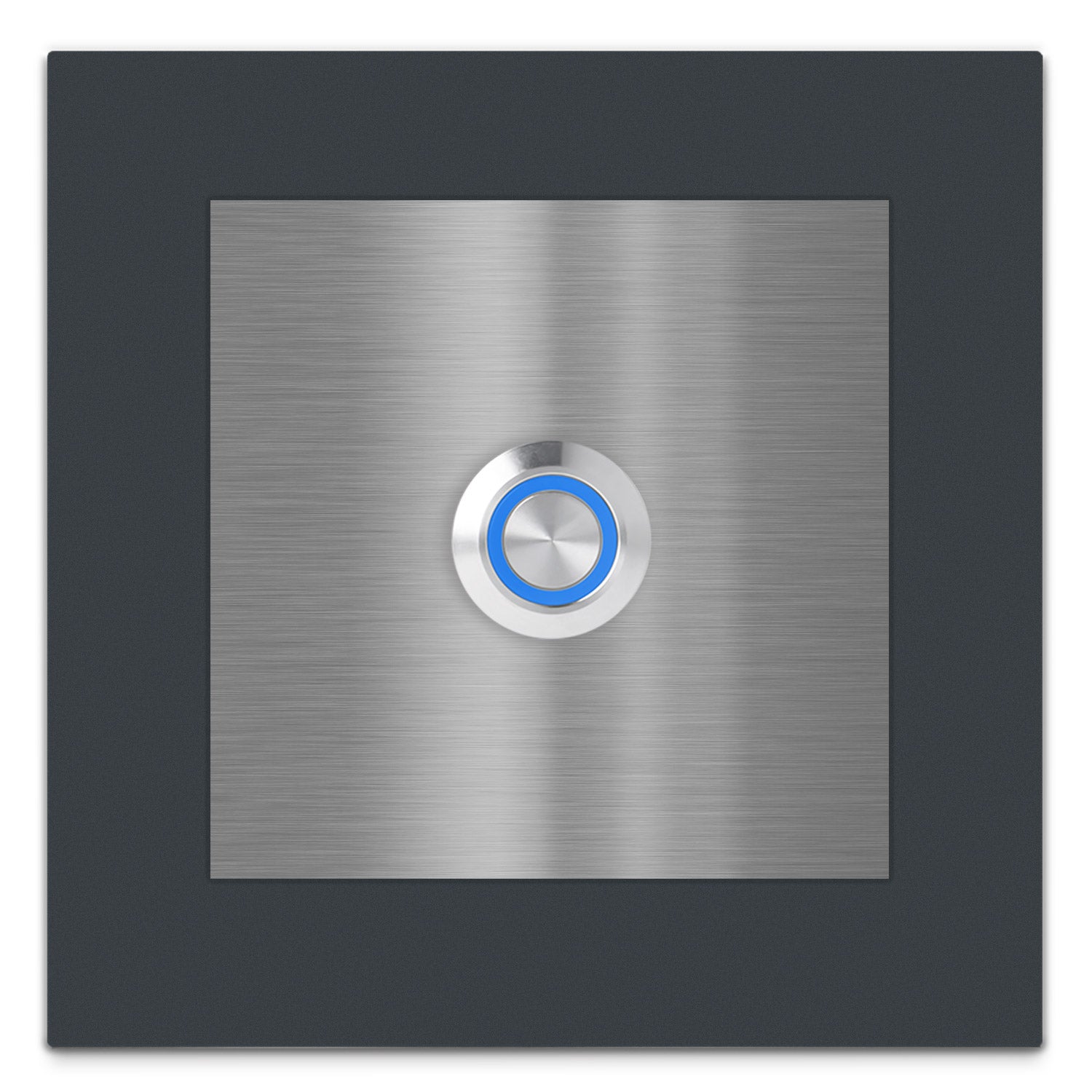 Paris 10 x 10 cm Edelstahl (V2A) Türklingel - ohne Gravur - Anthrazit / Weiß pulverbeschichtet und Edelstahl gebürstet - LED - Aufputz / Unterputz