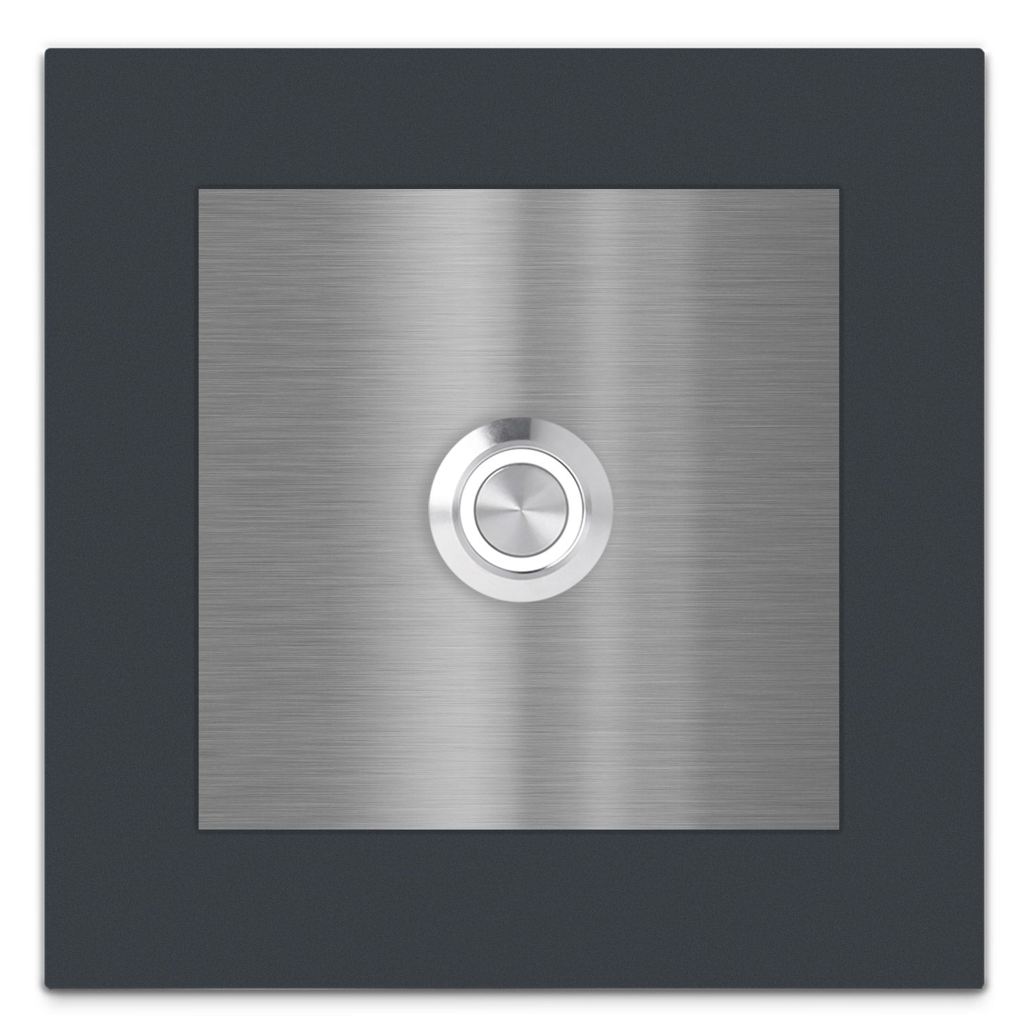 Paris 10 x 10 cm Edelstahl (V2A) Türklingel - ohne Gravur - Anthrazit / Weiß pulverbeschichtet und Edelstahl gebürstet - LED - Aufputz / Unterputz