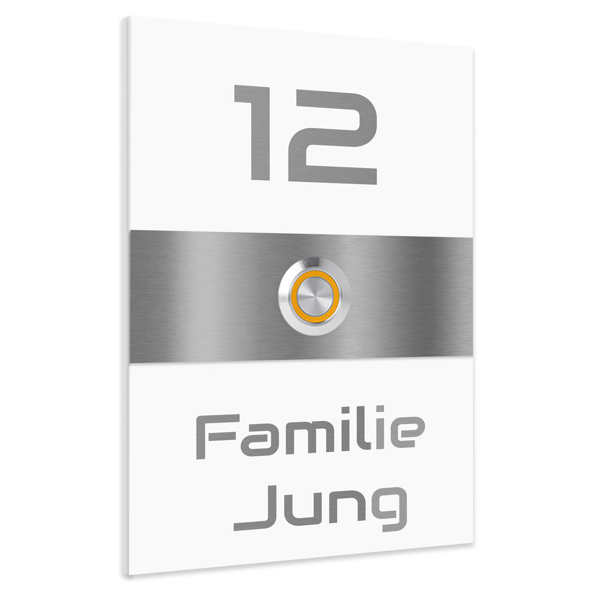 Edelstahl Unterputz Türklingel Philadelphia, Weiß pulverbeschichtet, individuell personalisierbar.