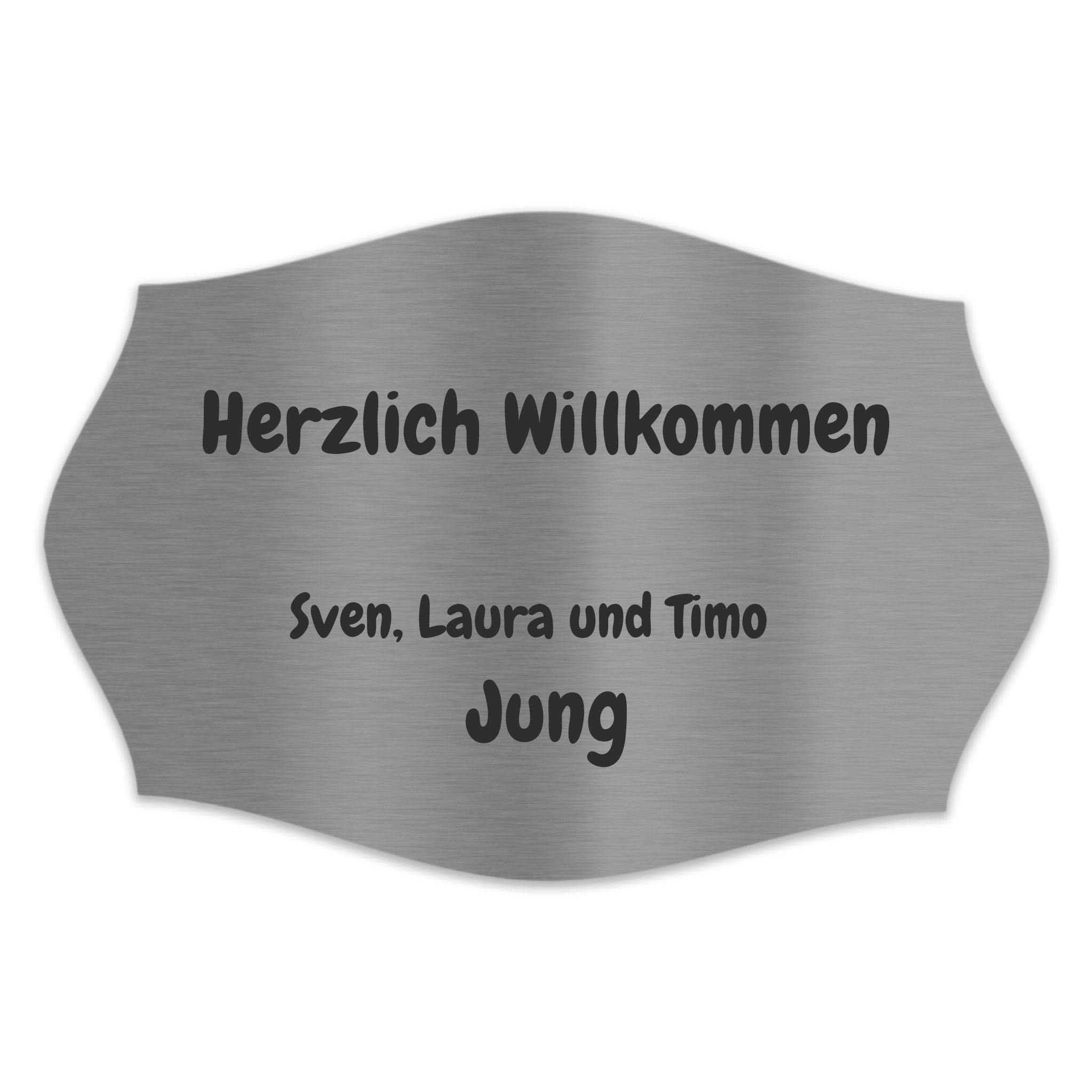 V2A Edelstahlschild in verschiedenen Größen, individuell personalisierbar.