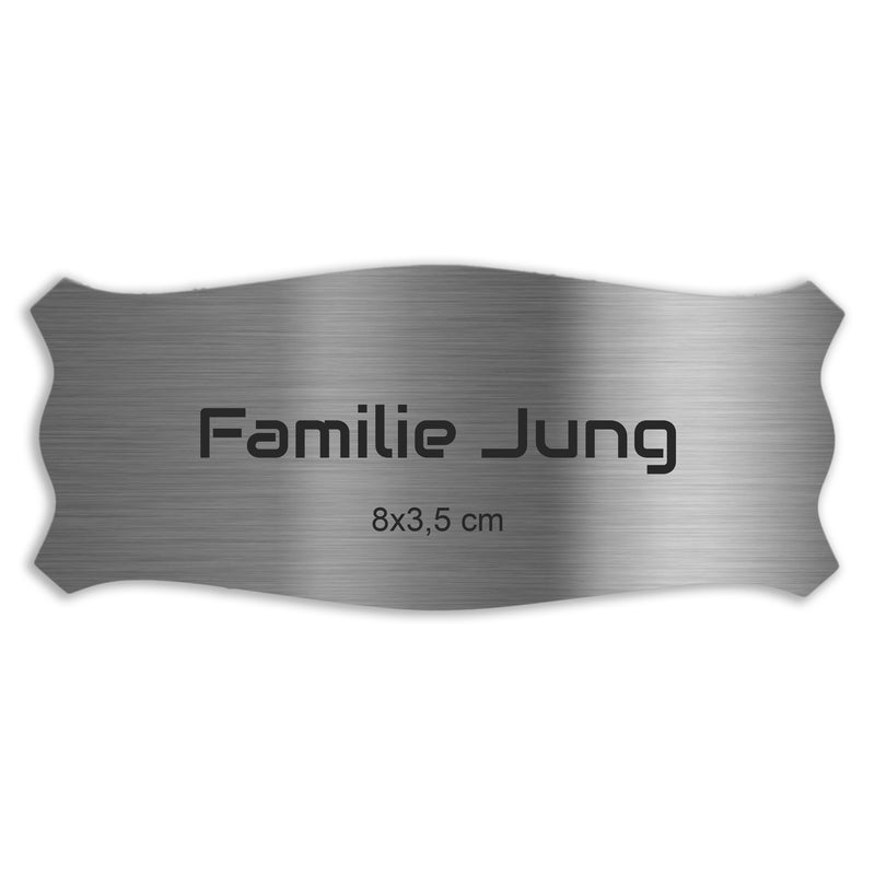 V2A Edelstahlschild in verschiedenen Größen, individuell personalisierbar.