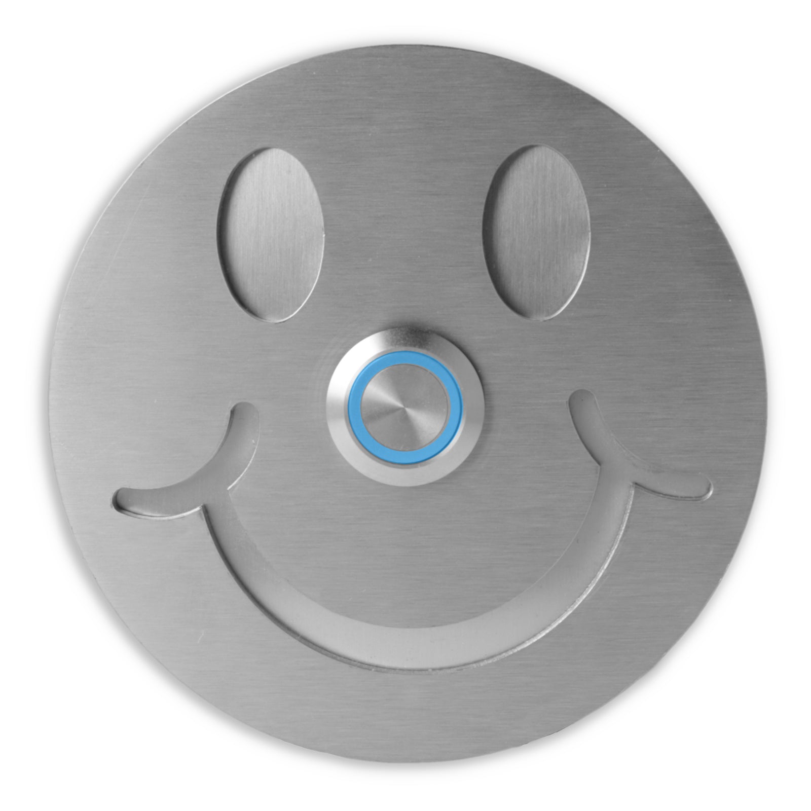 Smiley 10 cm rund Edelstahl (V2A) Türklingel  - Weiß pulverbeschichtet oder Edelstahl und Edelstahl gebürstetgebürstet - LED - Unterputzklingel
