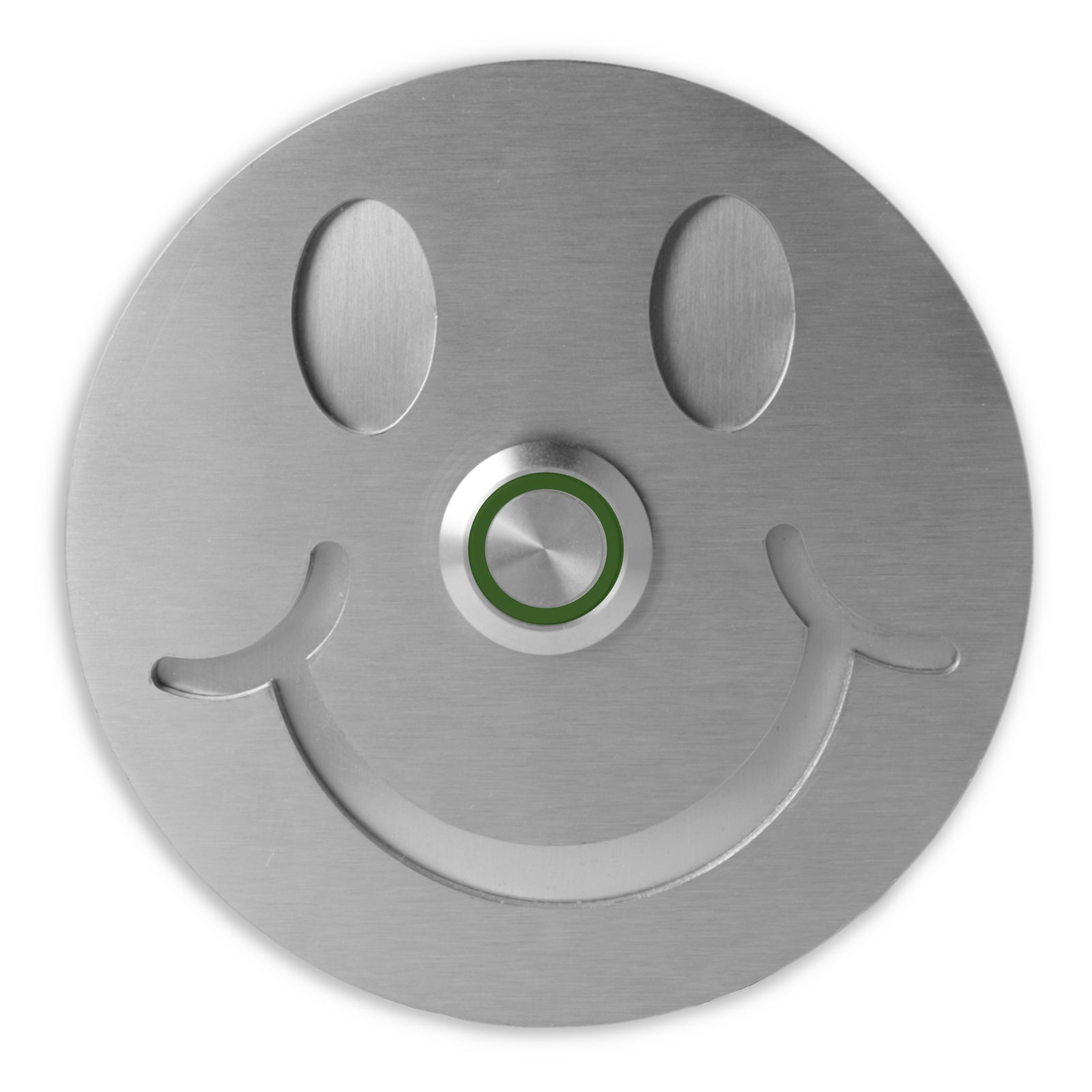 Smiley 10 cm rund Edelstahl (V2A) Türklingel  - Weiß pulverbeschichtet oder Edelstahl und Edelstahl gebürstetgebürstet - LED - Unterputzklingel