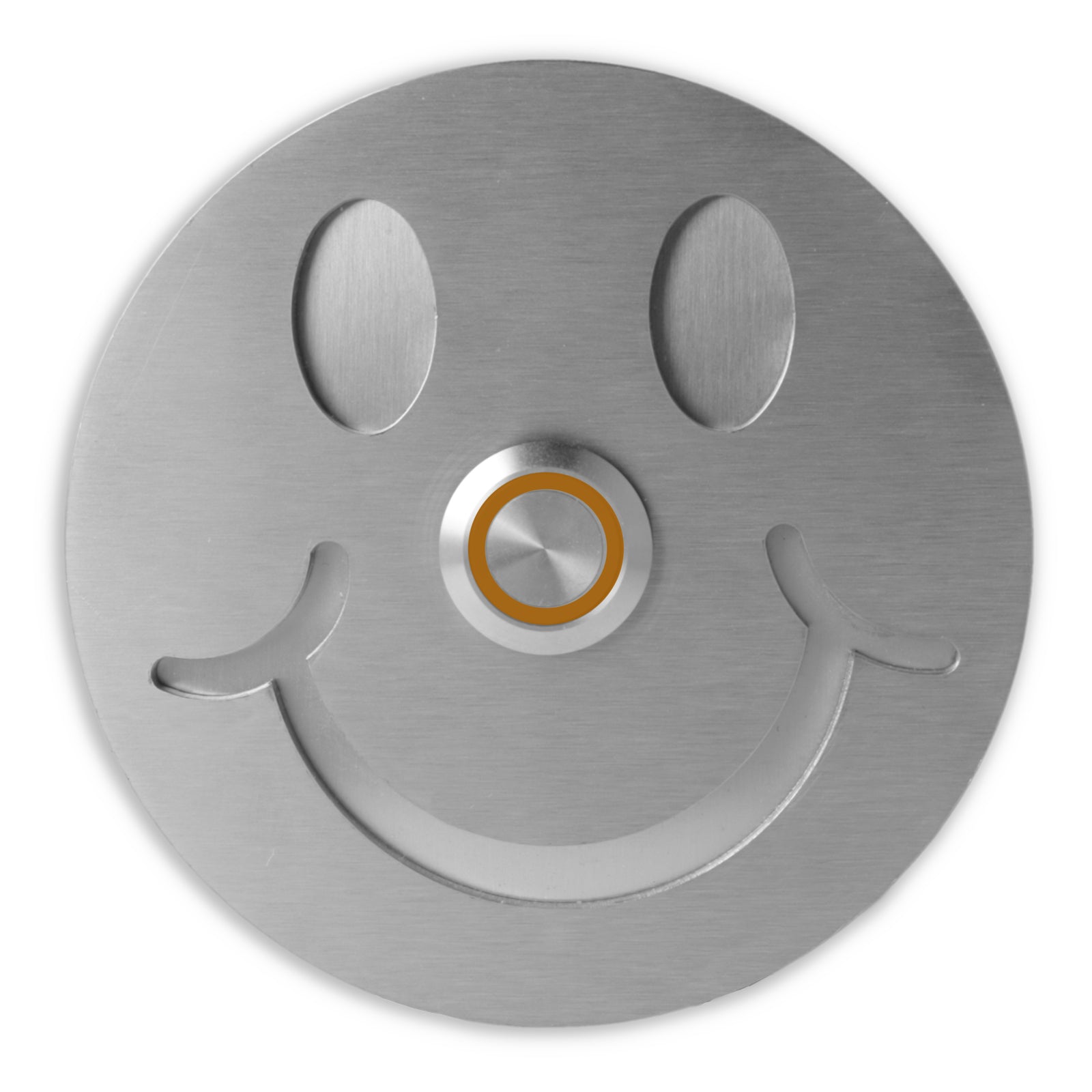 Smiley 10 cm rund Edelstahl (V2A) Türklingel  - Weiß pulverbeschichtet oder Edelstahl und Edelstahl gebürstetgebürstet - LED - Unterputzklingel