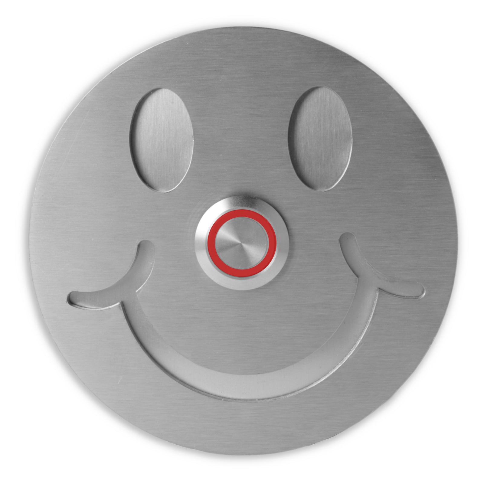 Smiley 10 cm rund Edelstahl (V2A) Türklingel  - Weiß pulverbeschichtet oder Edelstahl und Edelstahl gebürstetgebürstet - LED - Unterputzklingel
