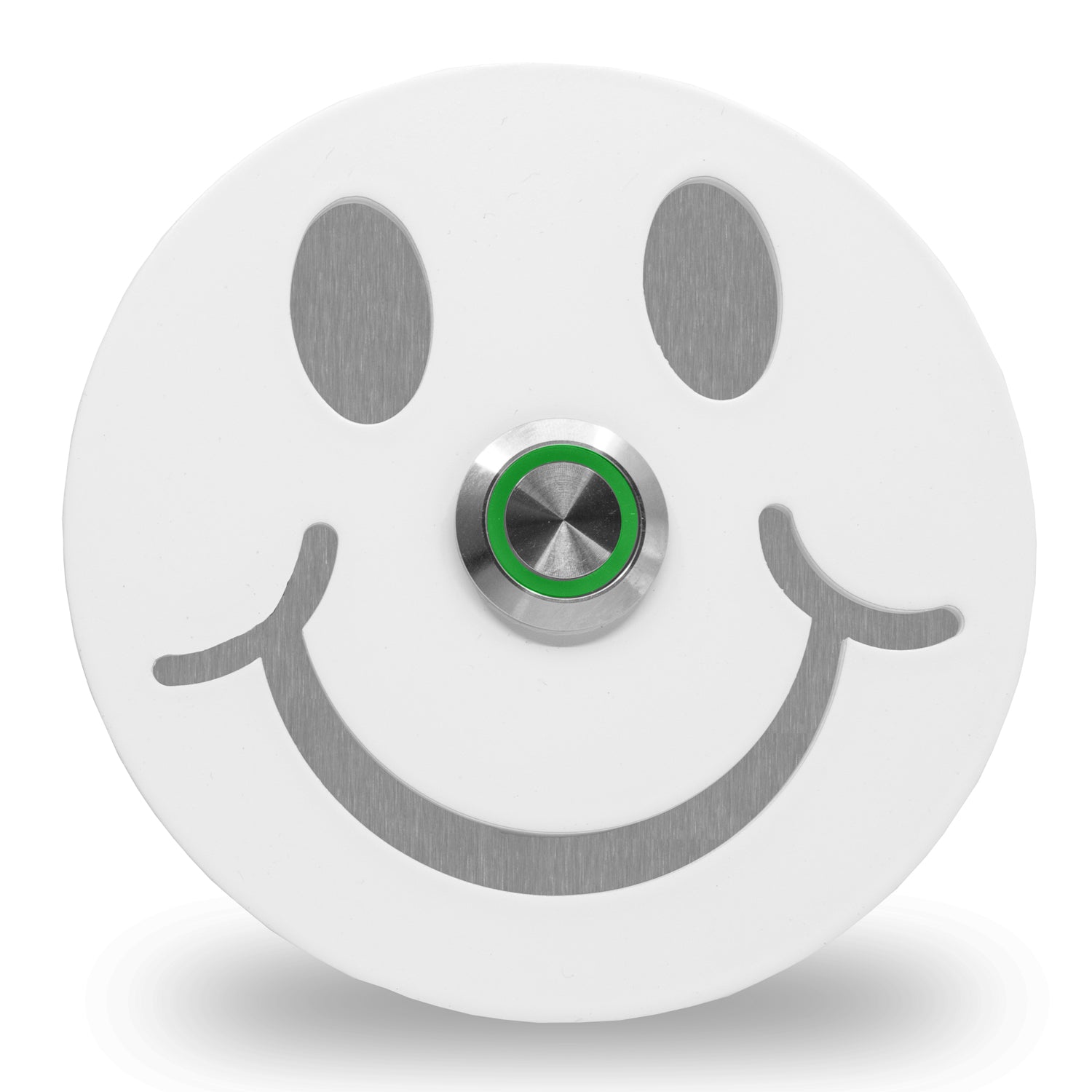 Smiley 10 cm rund Edelstahl (V2A) Türklingel  - Weiß pulverbeschichtet oder Edelstahl und Edelstahl gebürstetgebürstet - LED - Unterputzklingel