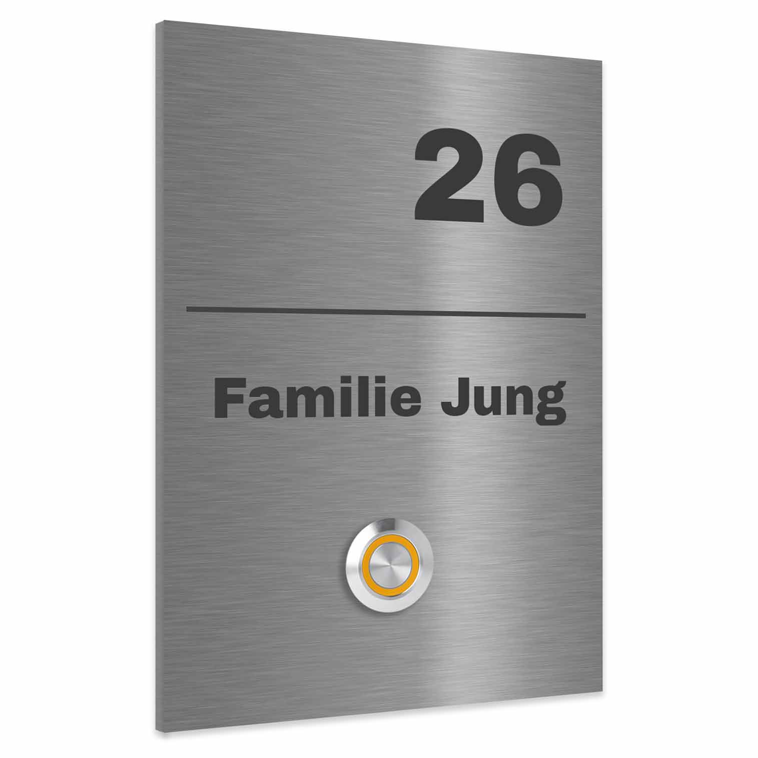 Trier 17 x 12 cm Edelstahl (V2A) Türklingel - mit Gravur - Edelstahl gebürstet oder RAL 7016 anthrazit - LED - Aufputz / Unterputz