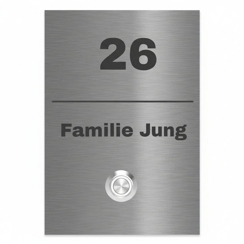 V2A Edelstahl Türklingel Trier 17x12cm - Lasergravur/UV-Druck - LED beleuchtet - Aufputz/Unterputz
