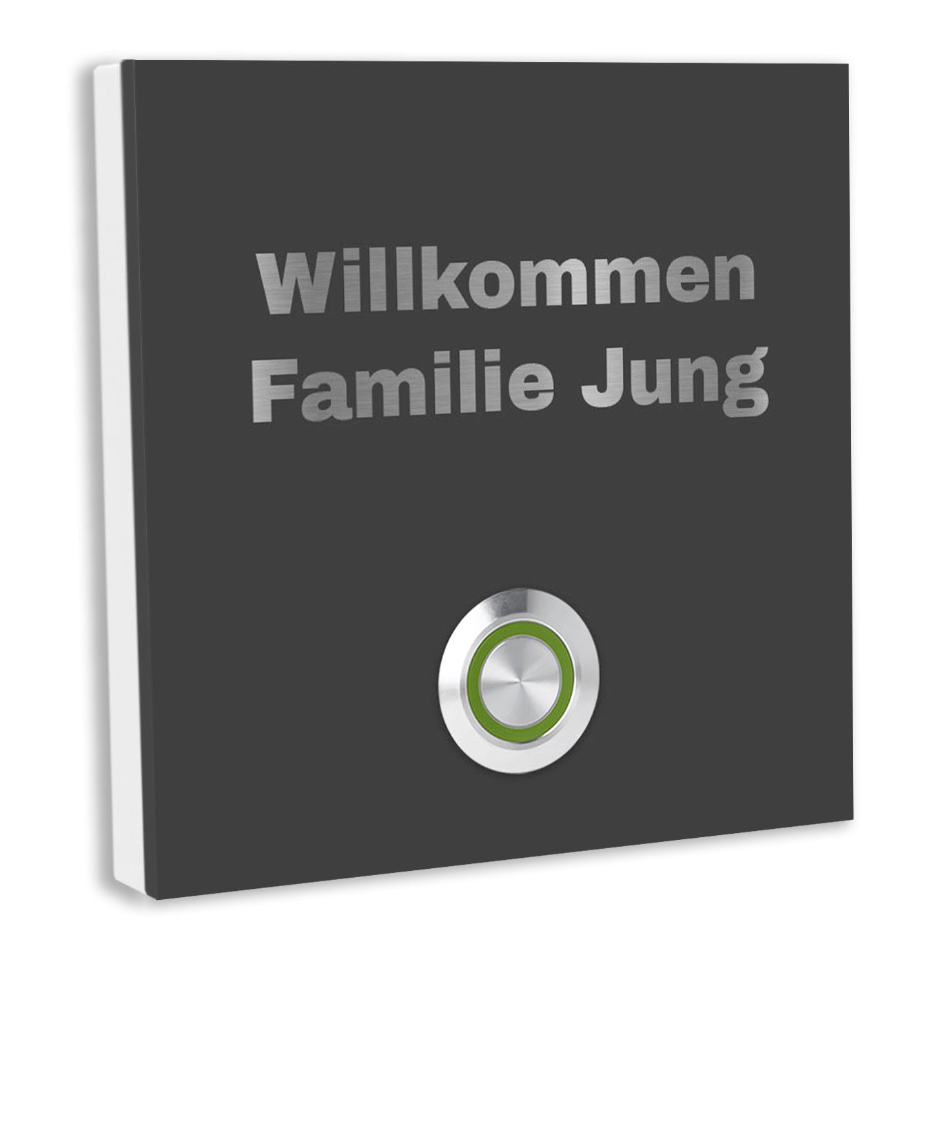 Wien 10 x 10 cm Edelstahl (V2A) Türklingel - mit Gravur - Edelstahl gebürstet - LED - Aufputz / Unterputz