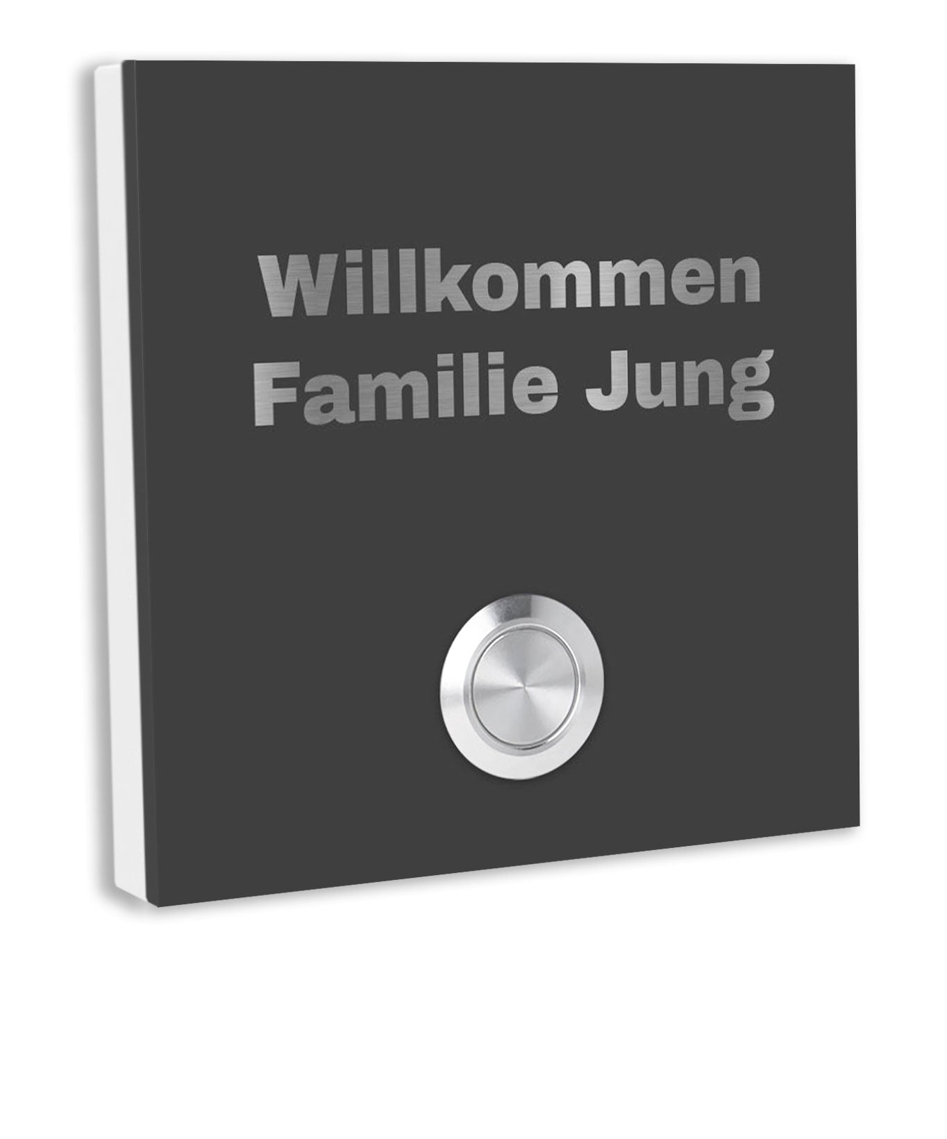 Wien 10 x 10 cm Edelstahl (V2A) Türklingel - mit Gravur - Edelstahl gebürstet - LED - Aufputz / Unterputz
