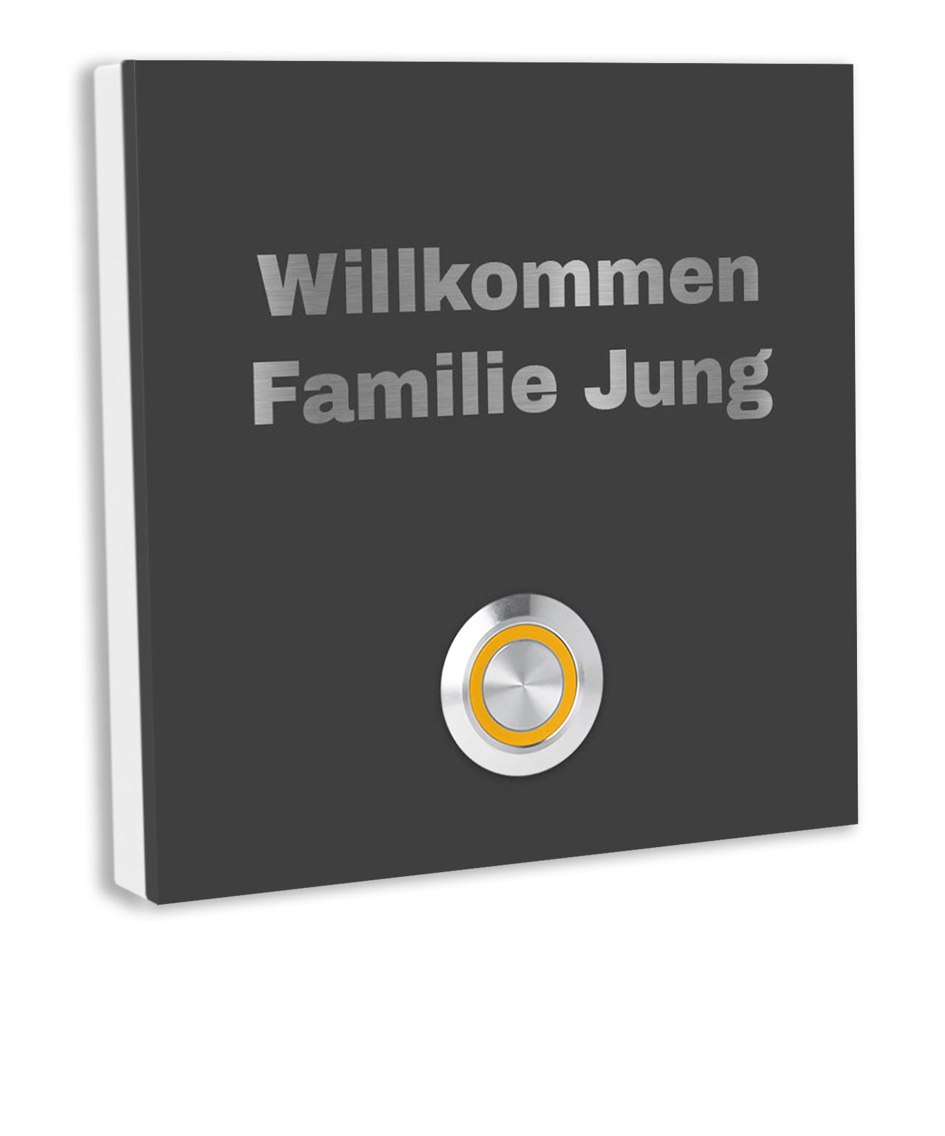 Wien 10 x 10 cm Edelstahl (V2A) Türklingel - mit Gravur - Edelstahl gebürstet - LED - Aufputz / Unterputz