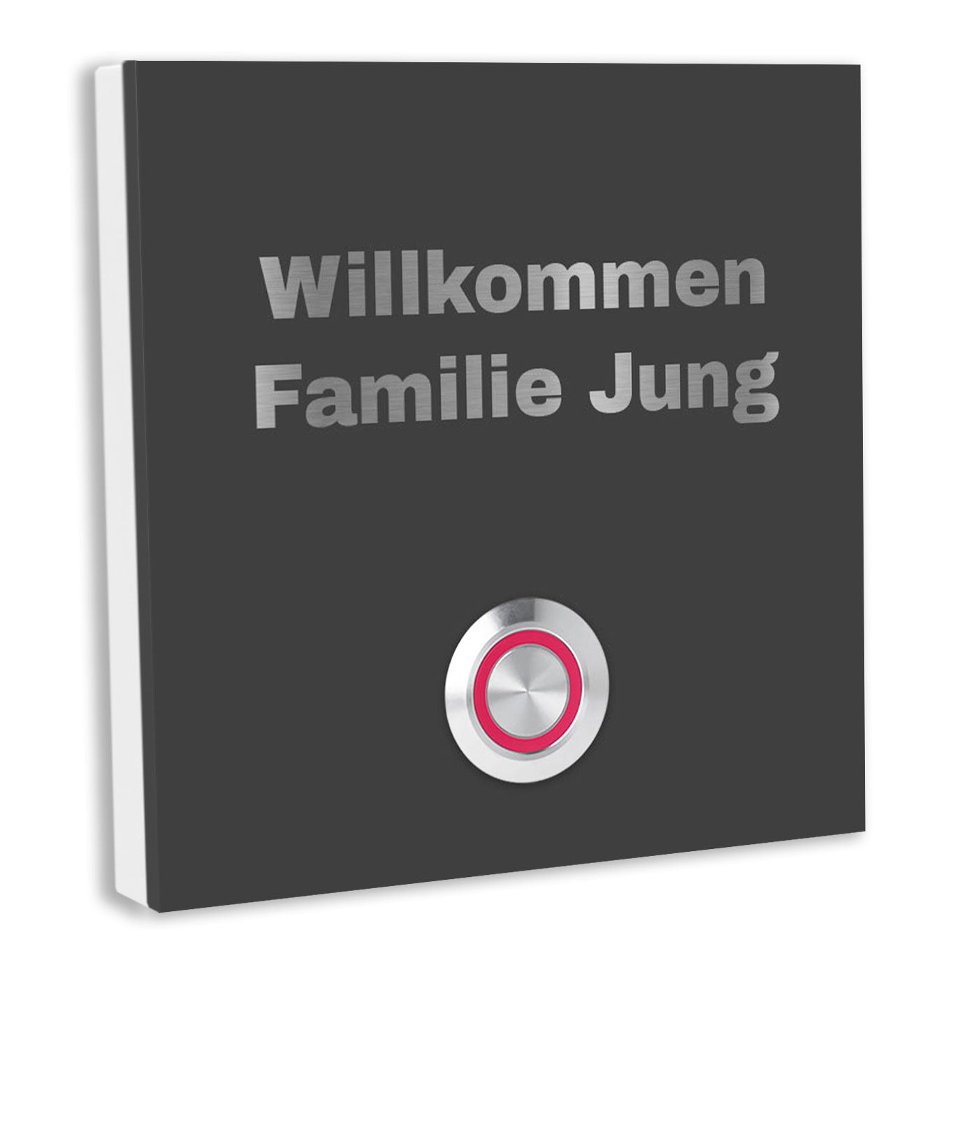 Wien 10 x 10 cm Edelstahl (V2A) Türklingel - mit Gravur - Edelstahl gebürstet - LED - Aufputz / Unterputz
