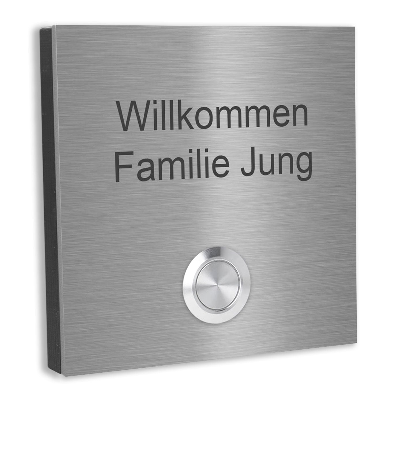 Wien 10 x 10 cm Edelstahl (V2A) Türklingel - mit Gravur - Edelstahl gebürstet - LED - Aufputz / Unterputz