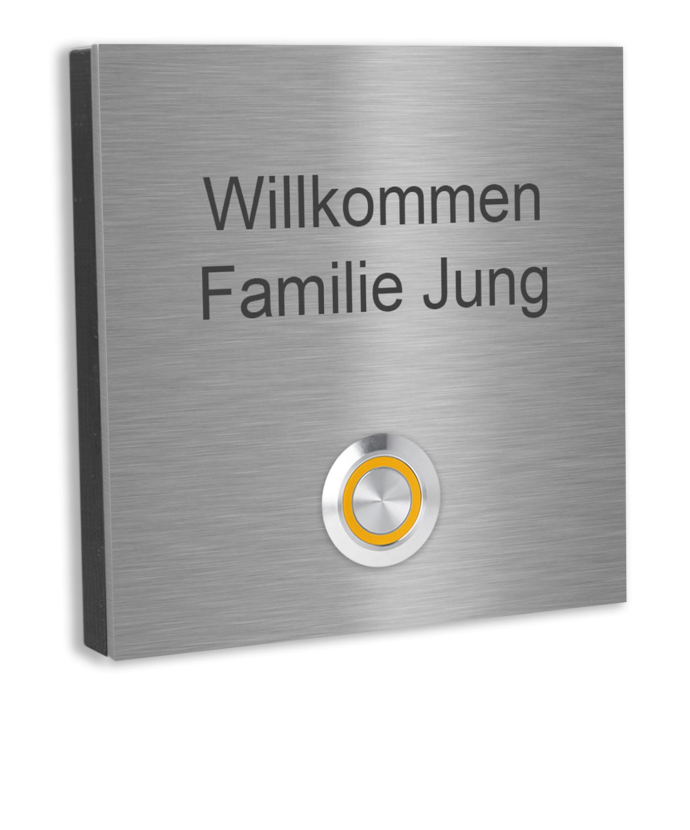 Wien 10 x 10 cm Edelstahl (V2A) Türklingel - mit Gravur - Edelstahl gebürstet - LED - Aufputz / Unterputz