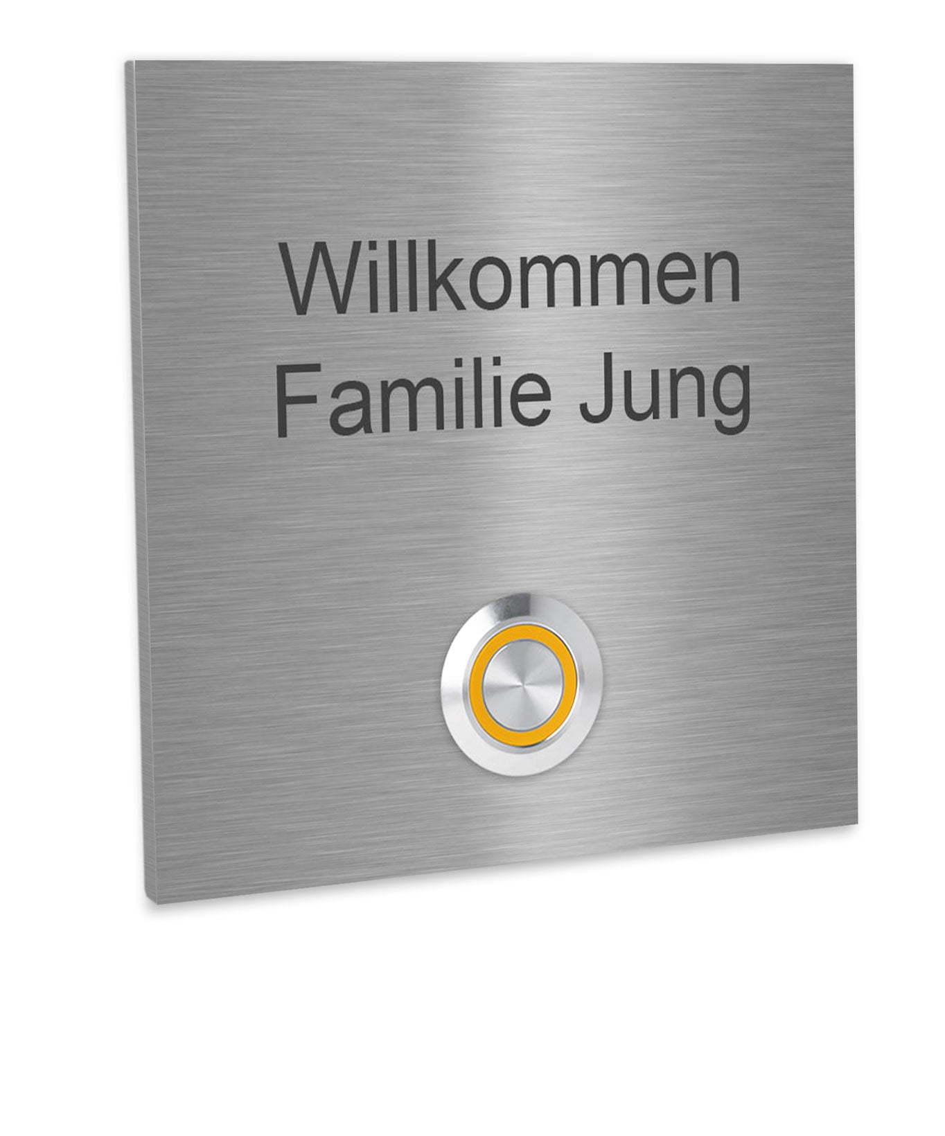 Wien 10 x 10 cm Edelstahl (V2A) Türklingel - mit Gravur - Edelstahl gebürstet - LED - Aufputz / Unterputz