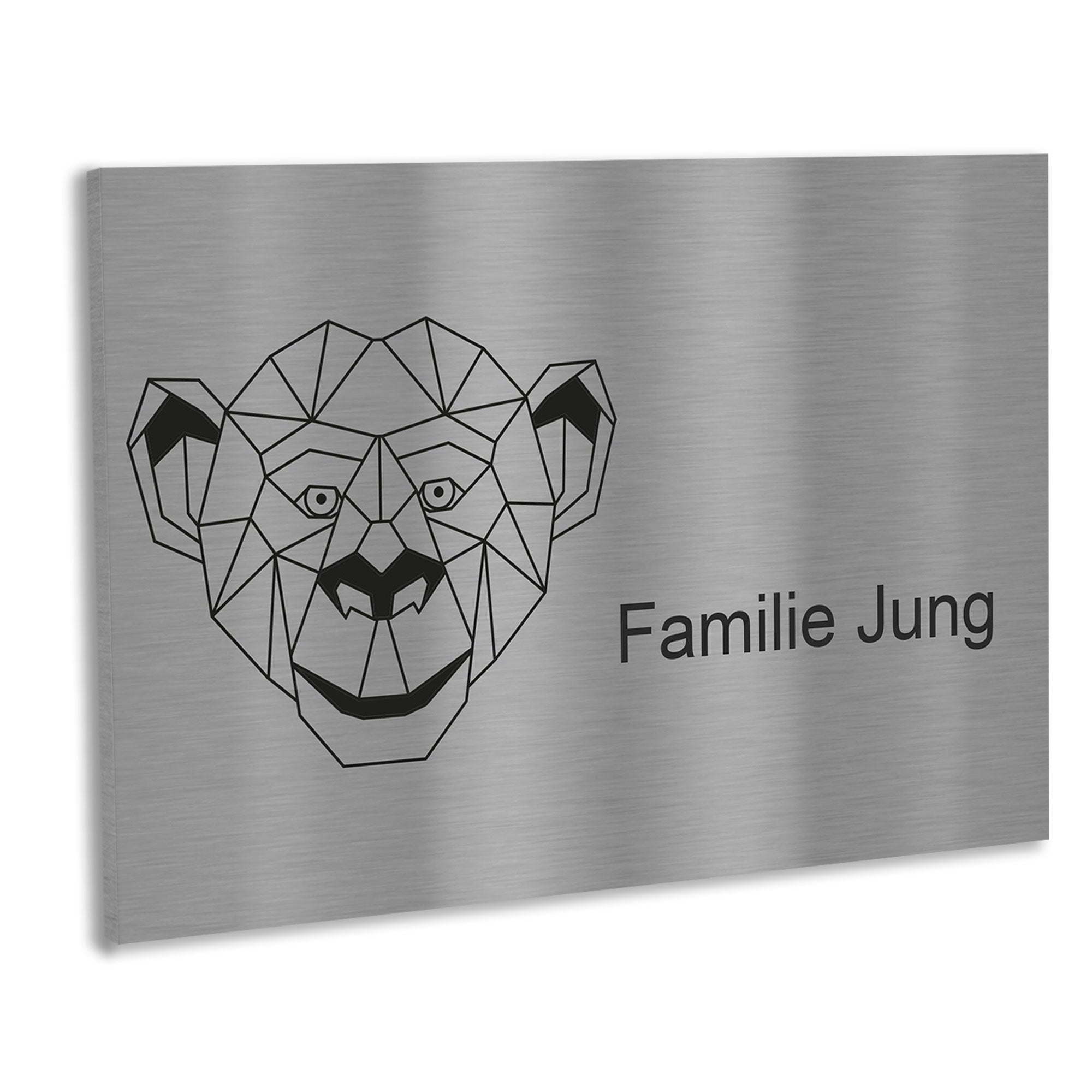 Edelstahl Türschild mit Geometrischer Figur Affe, individuell personalisierbar