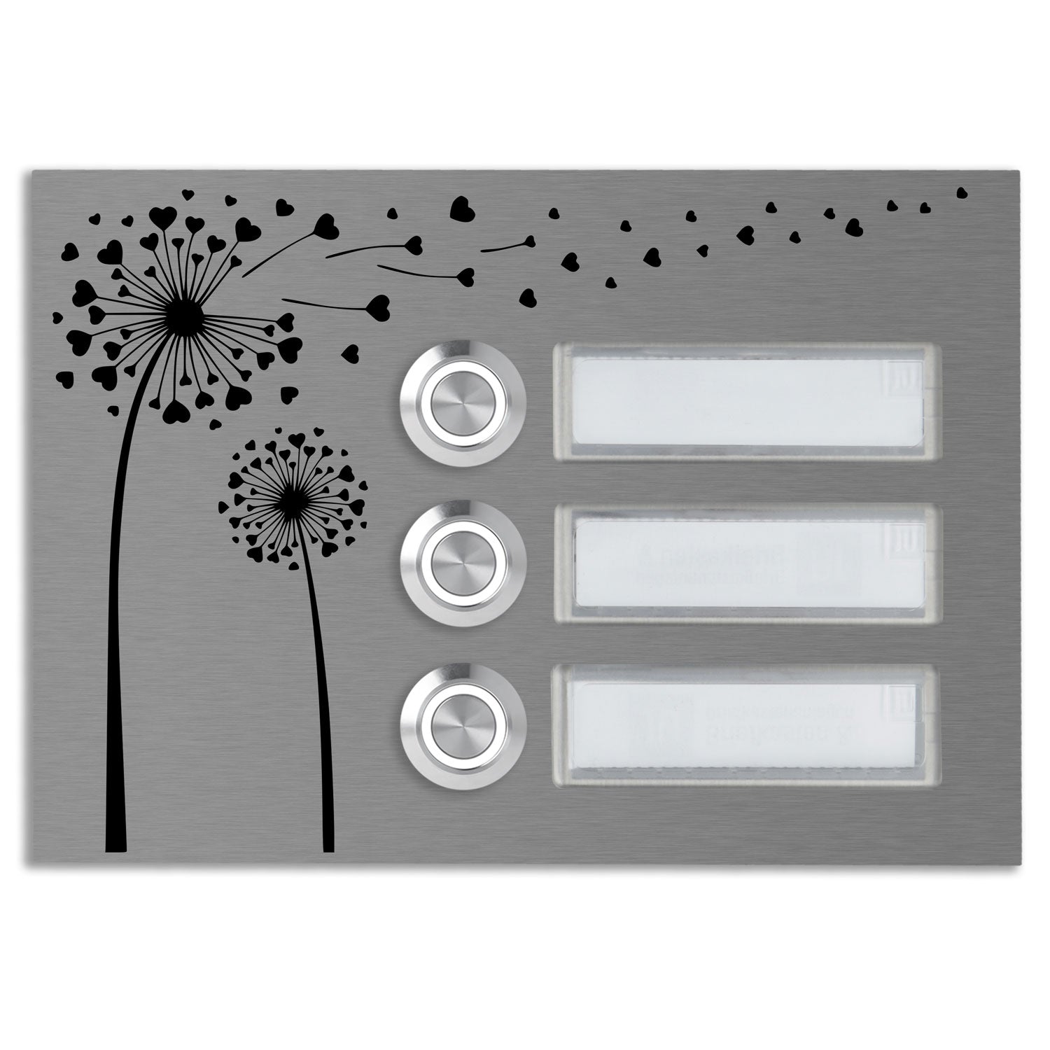 Bozen 17 x 12 cm Edelstahl (V2A) Türklingel - Dreifamilienhaus Klingel - mit Schriftfeldern - LED - Aufputz / Unterputz
