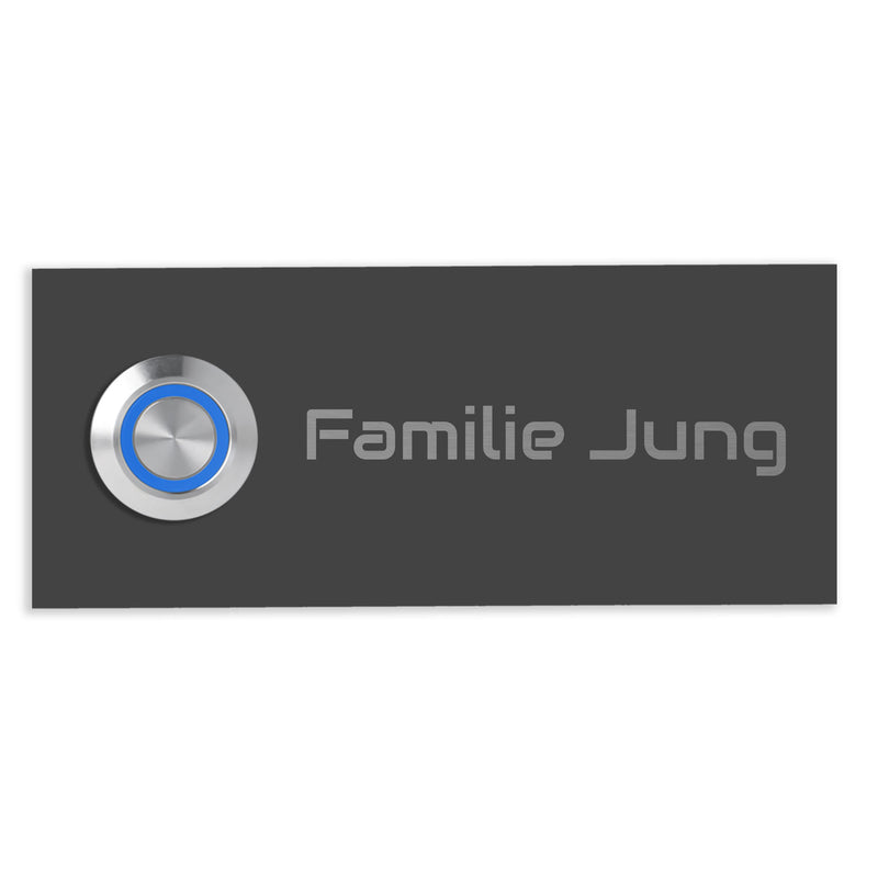 V2A Edelstahl Türklingel Mainz - mit Gravur & LED - Anthrazit/Weiß/Edelstahl - wahlweise UV-Druck