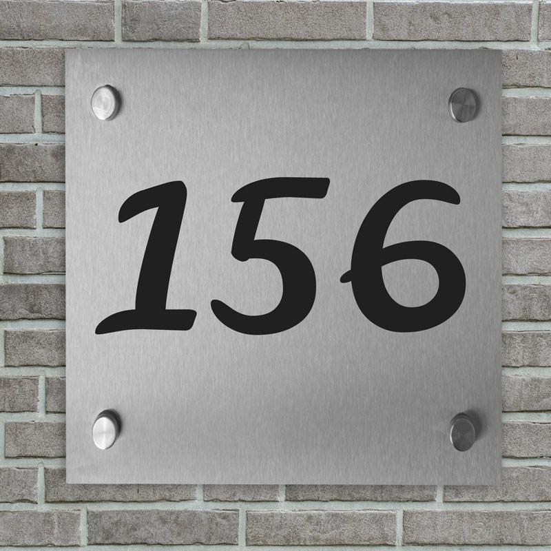 Edelstahl Hausnummernschild graviert 10×10 cm, 15×15 cm oder 20×20 cm