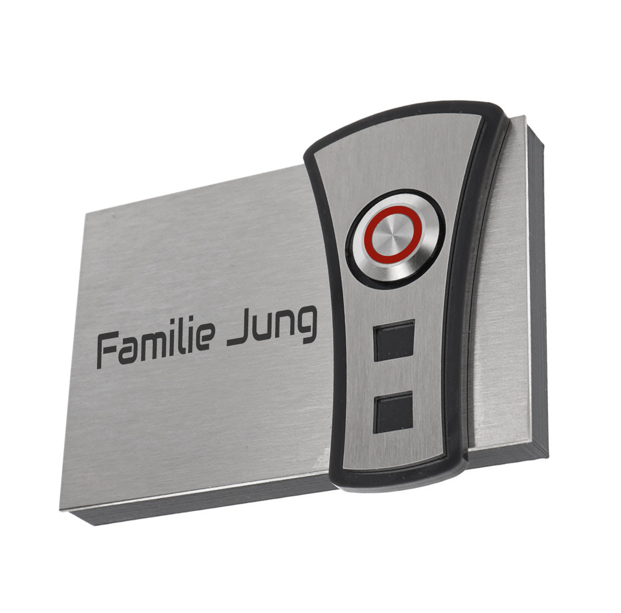 Leipzig 12 x 8 cm Edelstahl (V2A) Türklingel - mit Gravur - Edelstahl gebürstet mit Acryl Dekoreinlage - LED - Aufputz / Unterputz