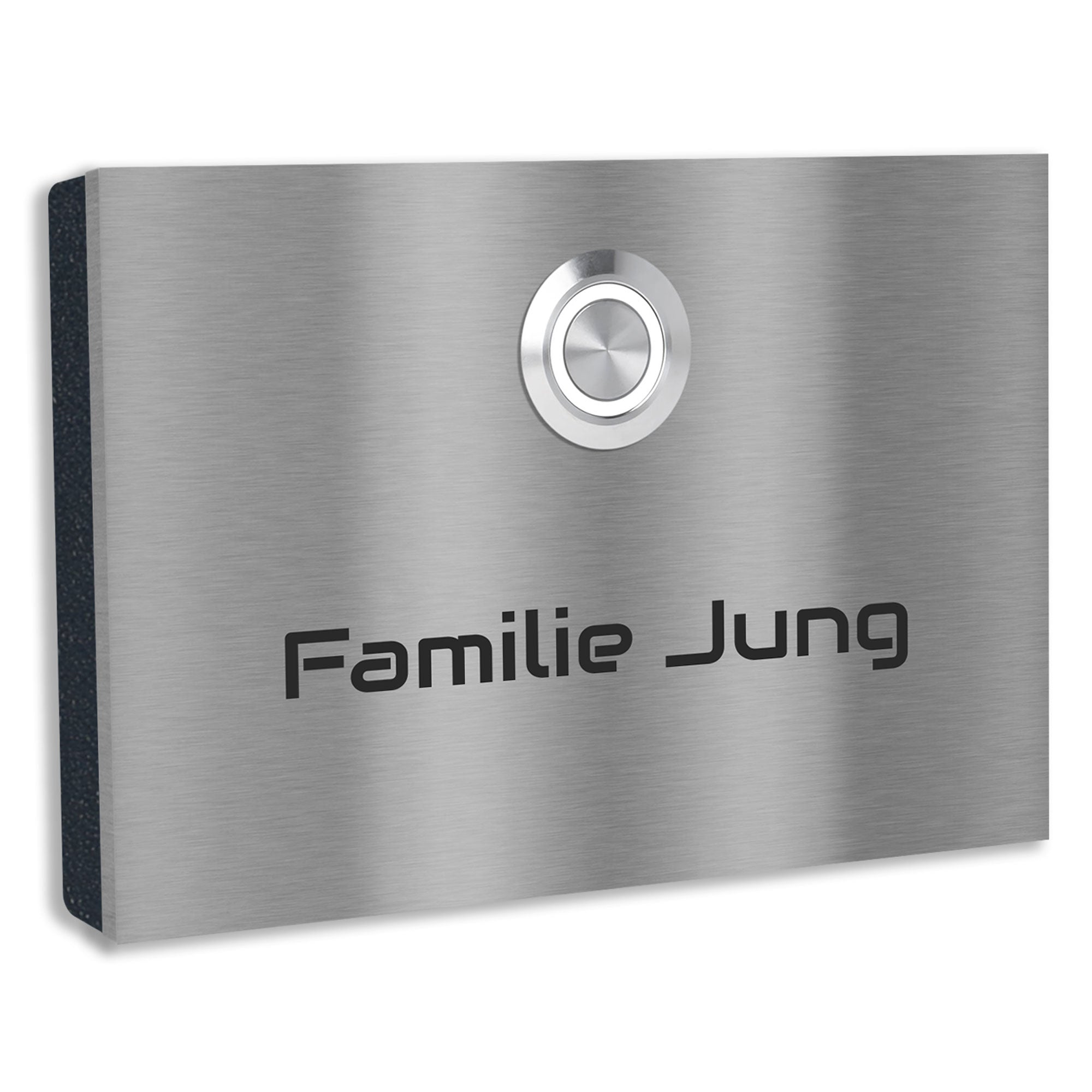 Edelstahl Aufputz Türklingel London Gravur individuell personalisierbar