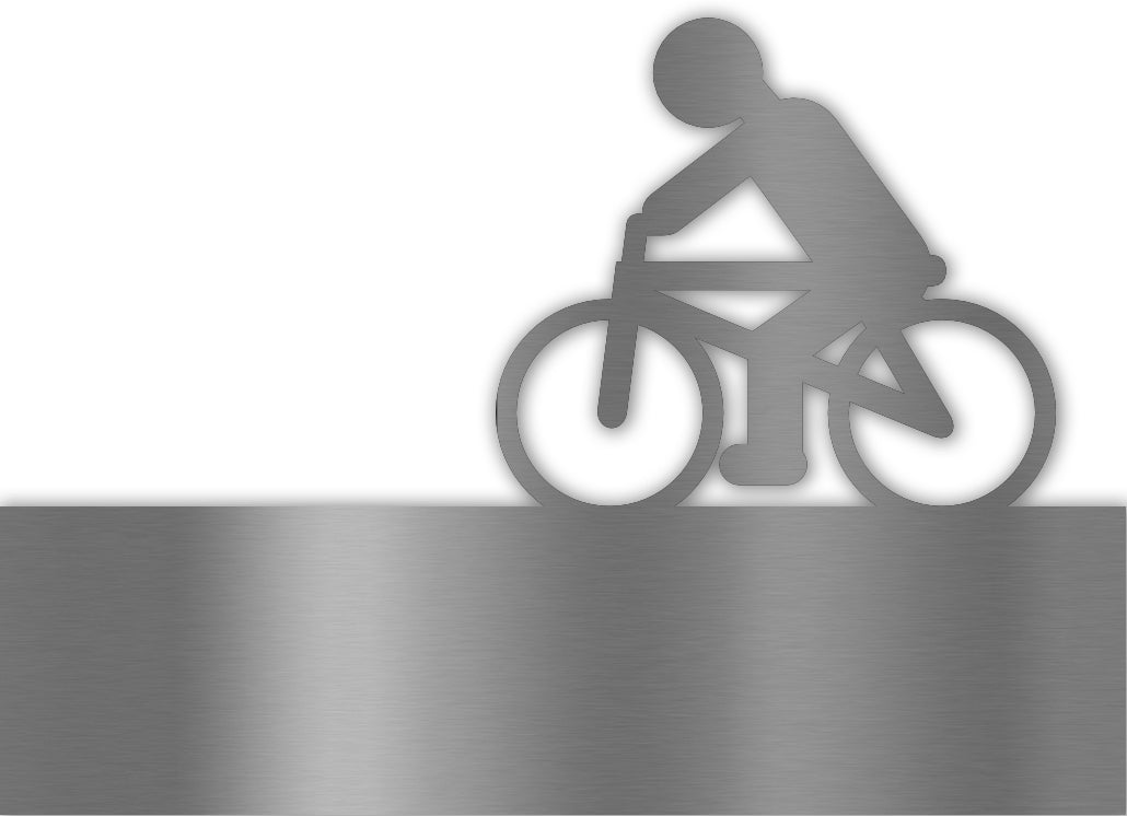 Edelstahl Türschild Radfahrer personalisierbar Text ausgelasert