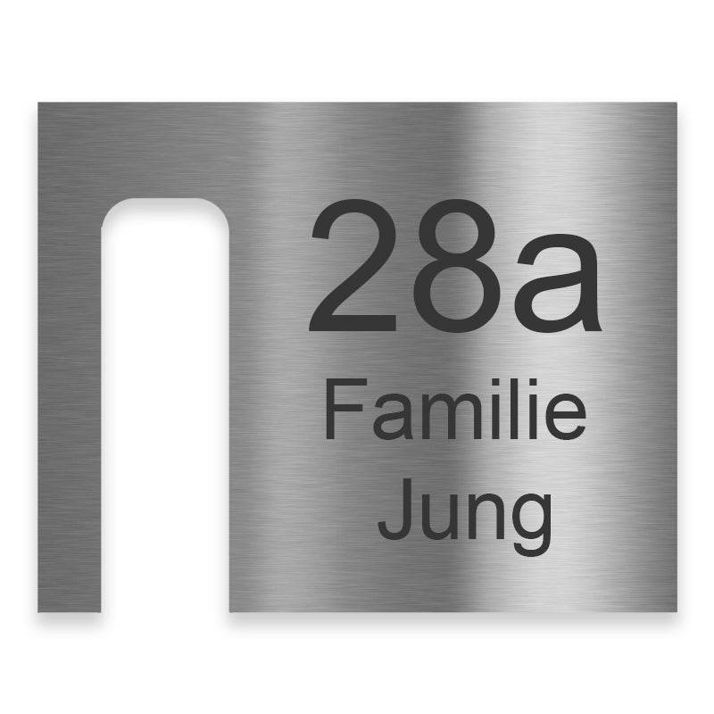 Edelstahl-Dekorschild passend für Blink  Video Doorbell – anthrazit pulverbeschichtet mit graviertem Namensschriftzug „Familie Jung“ – modernes Design für den Eingangsbereich individuell personalisierbar
