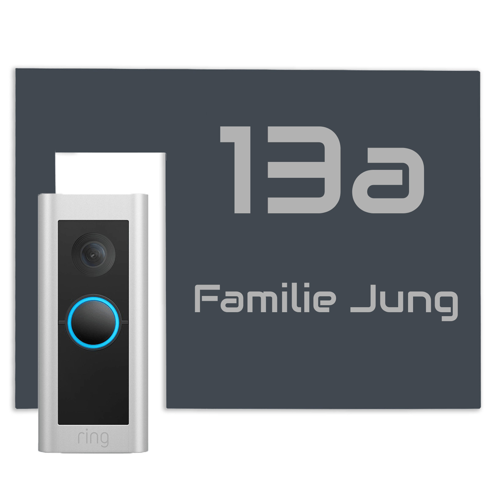 Modernes Türschild für  Video Ring Doorbell  Pro Kabel Anthrazit RAL 7016 pulverbeschichtet, individuell personalisierbar