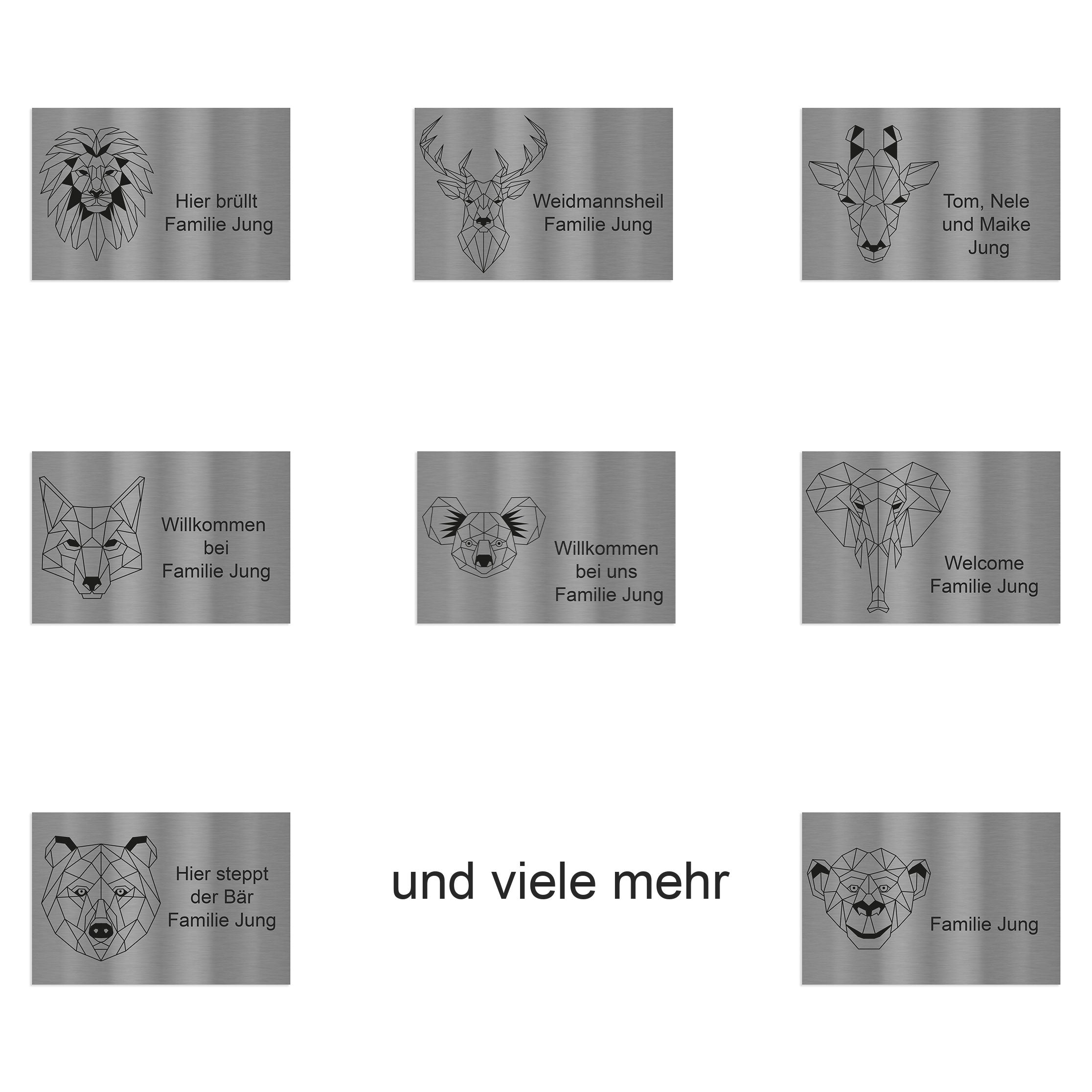 Schilder mit Edelstahl Edelstahl, anthrazit Tiermotiven weiß | Jung Design – oder